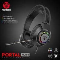 Fantech Portal HQ55 Gaming Headset (50mm Driver | 20-20,000Hz Frequency | RGB Circular Lighting | Easy Volume Control | Multi-Platform Compatibility | 1-Year Warranty)