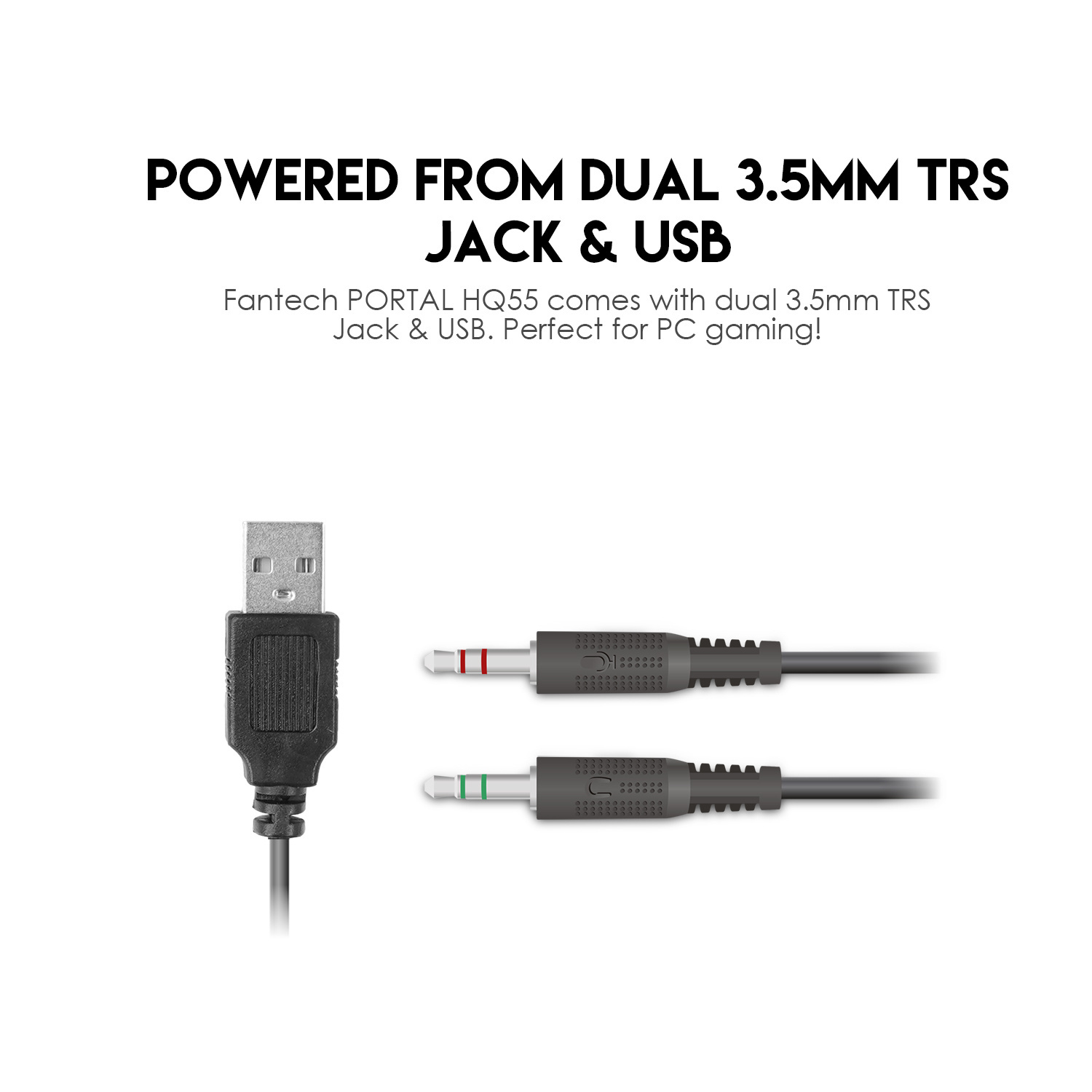 Fantech Portal HQ55 Gaming Headset (50mm Driver | 20-20,000Hz Frequency | RGB Circular Lighting | Easy Volume Control | Multi-Platform Compatibility | 1-Year Warranty)